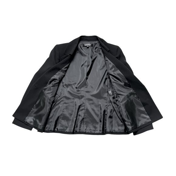 Kasper Pant Suit Set Size 14 Black Blazer Jacket Straight Leg Pants Side Zip - Picture 5 of 12